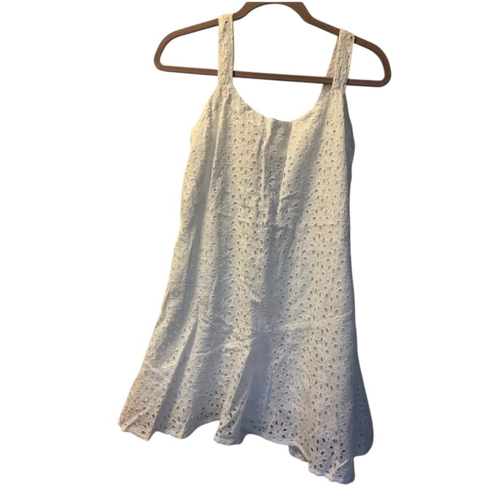 💛 NWT Sunny Oceans White Eyelet Sleeveless Swing Dress Size L